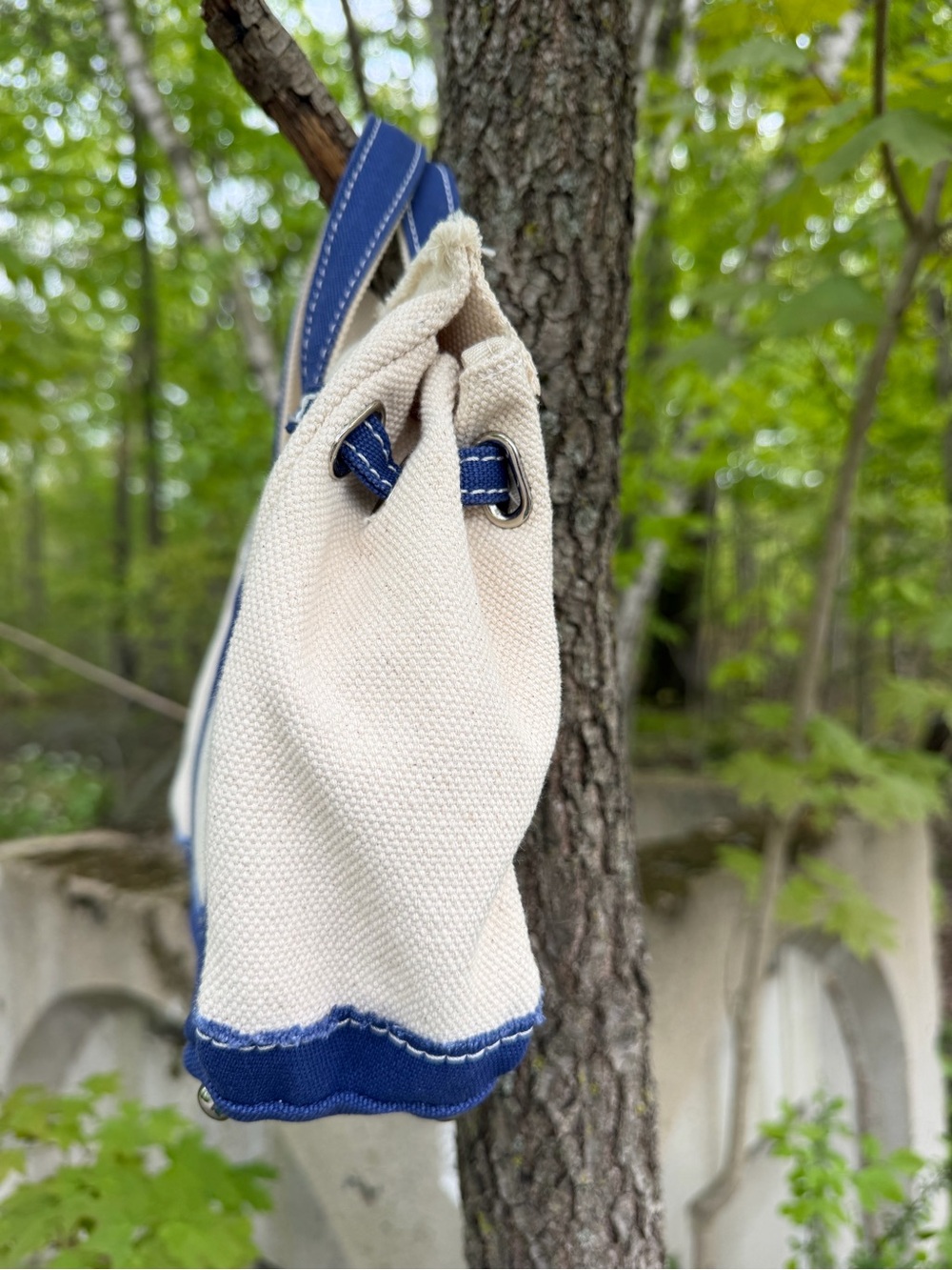 Mini Boatkin viral canvas bag cream and navy - Picture 3 of 6